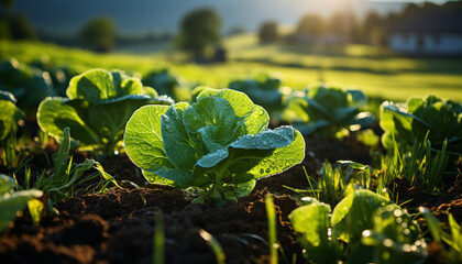 Sticker - Fresh green leaves symbolize the beauty and growth of nature generated by AI