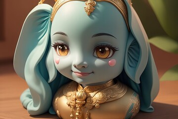 baby young cute ganesha cartoon character illustration generative ai Happy Ganesh Chaturthi: Celebrating Lord Ganesha Festival illustration generative ai