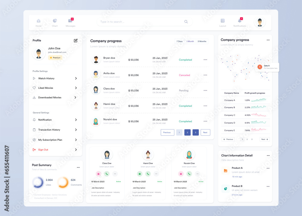 Infographic dashboard. UI design with graphs, charts and diagrams. Web ...