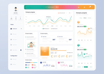 infographic dashboard. ui design with graphs, charts and diagrams. web interface template for busine
