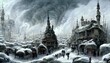 Lamordia domain of snow and stitches victorian fantasy city crowded city gloomy frigid gothic horror gothic architecture dark experiments amoral science bizarre constructs mutagenic radiation 