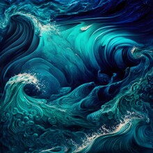 Turbulent Fluid Indigo Turquoise Blue Deepocean Underwater Ocean Seascape Swirling Fluid Waves Filaments Majestic Sea Reef Grove Oil Paint Oilpaint Watercolors Magical Blue Mist Teal Glitter Sorcery 