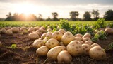 Fototapeta Do akwarium - A field filled with ripe potatoes ready for harvest