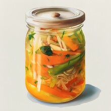 Atchara A Filipino Pickled Vegetable Relish Made From Grated Green Papaya Carrots And Bell Peppers Mixed With Vinegar Sugar And Spices 