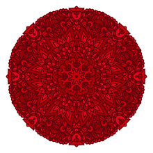 Decorative Red Medallion Mandala Ornamental.