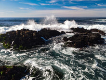 Waves Crashing Along California Coast 