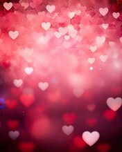 Blurred Out Valentines Hearts Abstract Background With Lots Of Bokeh And A Bright Spotlight And A Subtle Vignette Border