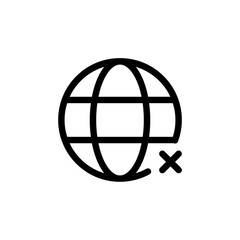 Leinwandbilder - Globe Disconnect icon with with cross check mark symbol. lost connection, offline, no internet access icons no network signs, web globe with no signal. internet connection
