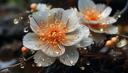 Sticker - Freshness and beauty in nature  a close up of a flower generated by AI