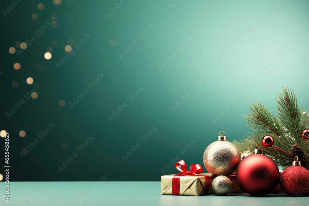 Generative AI image of Christmas background decorated with bright balls ...