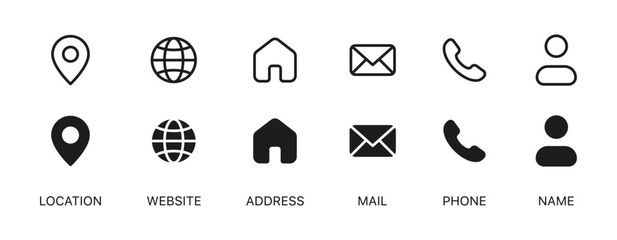Aufkleber - Contact us icon. Web icons set , home, address, location, map, pin, chat, message, mail, envelope, globe, world, call, phone, telephone, profile, user, website, icon, signs. communication contact icon