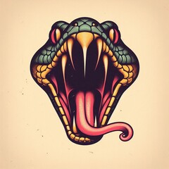 Wall Mural - Snake sticking out tongue Lofi Style 90s album cover art
