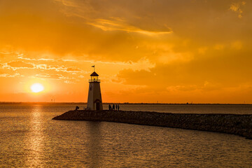 Canvas Print - Sunset landscape around Lake Hefner