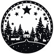 Weihnachtliche Schneelandschaft-Silhouette: Minimalistische Festtagsgrafik