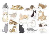 Fototapeta Pokój dzieciecy - Vector flat style cats illustration set