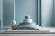 © White IMGStock - Beautiful minimalistic light blue and marble background for product presentation.