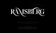 Ramsberg premium luxury elegant alphabet letters and numbers. Elegant wedding typography classic serif font decorative vintage retro. Creative vector illustration