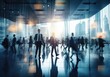 © peacehunter - Business People Rush Hour Walking Commuting City Concept, Group of business people rushing in the lobby. AI Generative.