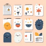 Fototapeta Boho - Planner stickers. Journal daily stickers reminder text numbers colored symbols collection. AI Generative.