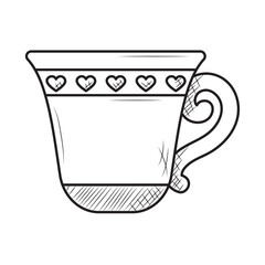 Sticker - coffee cup draw with hearts