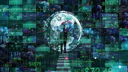 Wall Mural - Global technology and business data concept