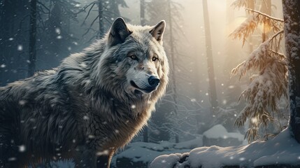 Poster - Wolf At Snow