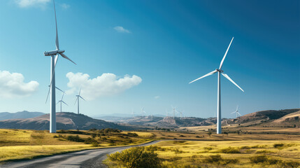 Wind turbines, Renewable energy, Sustainable power is the future.