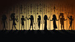 古代エジプトの人々のシルエット　Generative AI