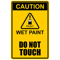 Caution Do Not Touch, wet paint, sign and sticker vector