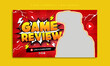 Game review social media video thumbnail and web banner template. Sports technology or online vr gaming business marketing flyer. Cyberspace background by sunlight rays, thunder and halftone pattern.