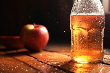 Sticker - a backlit, sweaty bottle of cider with condensation droplets