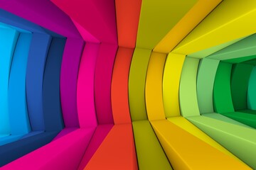 Wall Mural - Colorful waves bend abstract background 3D render illustration