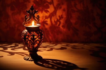 Canvas Print - flame of an oil lamp casting long shadows