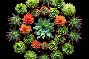 succulent plants arranged in a circular pattern