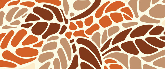 Abstract botanical art background vector. Natural hand drawn pattern design with leaves branch. Simple contemporary style illustrated Design for fabric, print, cover, banner, wallpaper. 