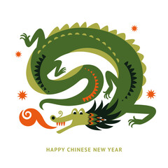 Wall Mural - Chinese New Year. Year of the Dragon. Cute friendly smiling Dragon
