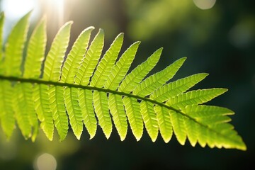 Sticker - a fern leaf illuminated by soft sunlight