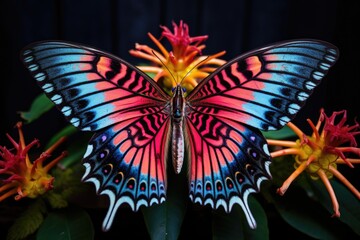 Canvas Print - a butterfly resting with wings spread on a vibrant flower