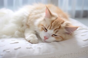 Wall Mural - a fluffy cushion on a furry white pet bed