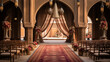 Traditional Arabic Wedding Ceremony, Curved Background, Ornate Carpet, Luxury Fabrics And Flower Arrangements