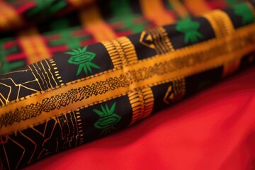 Canvas Print - macro shot of kwanzaa-inspired patterned cloth