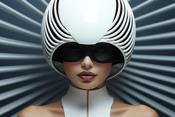 Wall Mural - person in sunglasses helmet futuristic modern cool character 