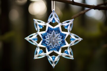 star of david ornament in white and blue colors