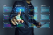 © AREE - Data management concept. Business developer working on Kanban board framework agile software development document data base management. Business technology management
