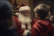 © Aida - Child receiving gift from Santa Claus on Christmas Day. Created with AI.