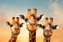 Three Giraffes Take A Selfie