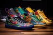 © altitudevisual - variety of customized, painted sneakers