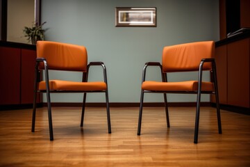 Poster - two chairs positioned close together in a meeting room