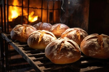 Poster - freshly baked bread loaves cooling on a rack