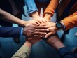 © peacehunter - Diverse business people group put hands together in stack pile at training as concept